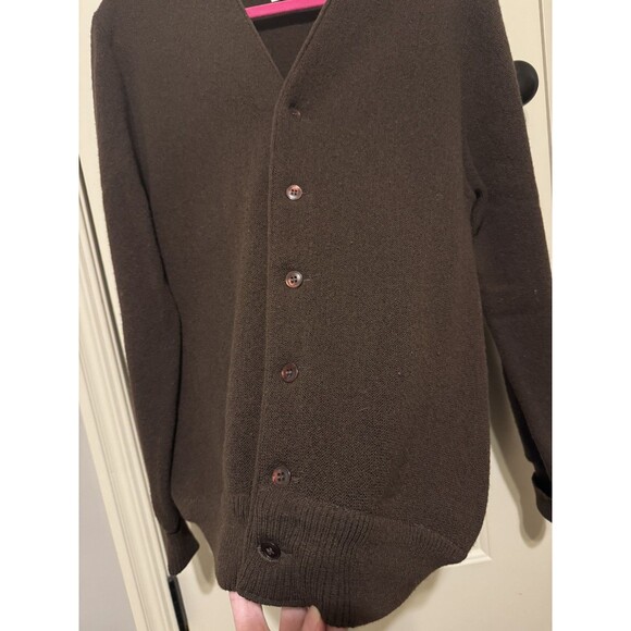 Vintage 60s 70s Jantzen Wool Sweater small Fall Brown Cardigan Made In USA - Picture 7 of 11